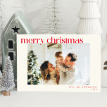 Cartes Pour Fêtes Annuelles Joli Simple Rouge Moderne Photo Personnalisée Noël<br><div class="desc">Carte de vacances de Noël simple Rouge moderne</div>