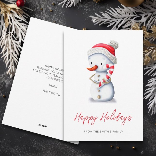 Cartes Pour Fêtes Annuelles Joli Snowman hiver Joyeux vacances Noël (Créateur téléchargé)