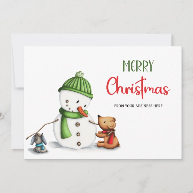 Cartes Pour Fêtes Annuelles Joli Snowman Joyeux Noël d'affaires Logo (Devant)