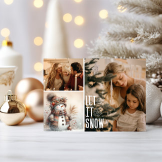 Cartes Pour Fêtes Annuelles Joli Snowman Laisser neiger 2 Photo Noël