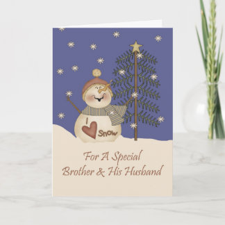 Cartes Pour Fêtes Annuelles Joli Snowman Noël Frère et mari