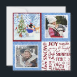 Cartes Pour Fêtes Annuelles Joli Snowman Woodland Neige Noël Famille Photos<br><div class="desc">L'adorable Snowman et ses amis animaux boisés décorent un sapin de Noël dans une forêt enneigée. Un cerf, un hibou, un lapin, un hérisson et un oiseau cardinal rouge célèbrent la fête. La typographie textuelle de l'art traduit une grande partie de ce qui nous donne de la joie dans cette...</div>
