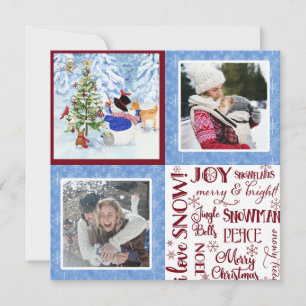 Cartes Pour Fêtes Annuelles Joli Snowman Woodland Neige Noël Famille Photos