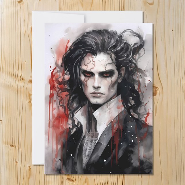 Cartes Pour Fêtes Annuelles Joli Vampire Dreampire Lord Aquarelle Design (Créateur téléchargé)