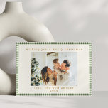 Cartes Pour Fêtes Annuelles Joli Vert Plaid Personnalisé Deux Photo Noël<br><div class="desc">Carte de vacances En vichy Jour de Noël Coupé Vert</div>