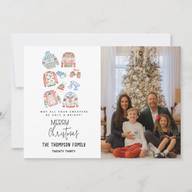 Cartes Pour Fêtes Annuelles Joli vilain pull Joyeux Noël Photo (Devant)