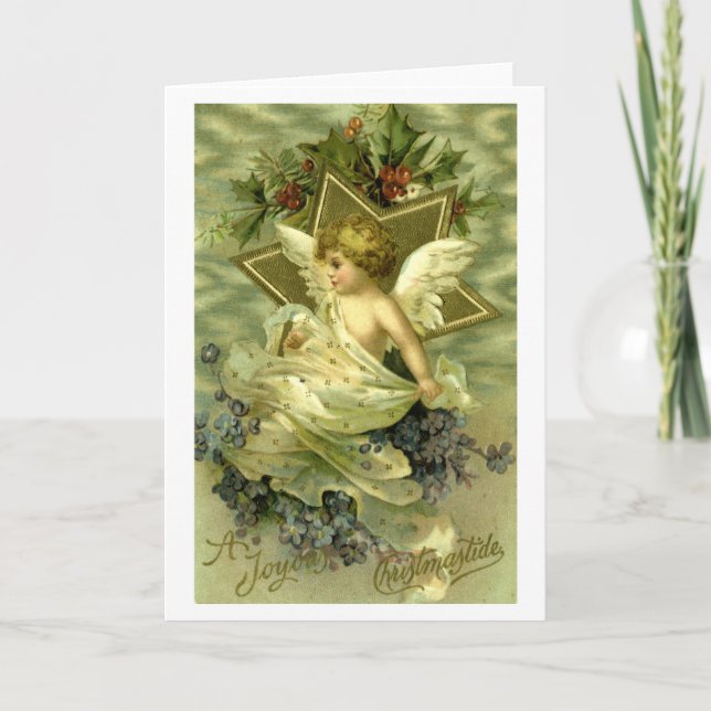 Cartes Pour Fêtes Annuelles Joli Vintage Christmas Cherub (Devant)