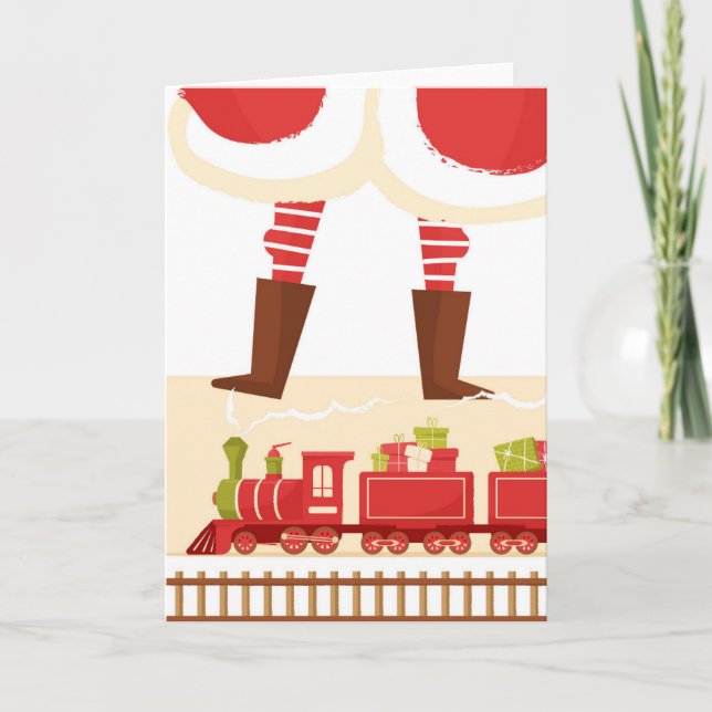 Cartes Pour Fêtes Annuelles Joli Whimsical Père Noël Train Funny Blank Noël (Devant)