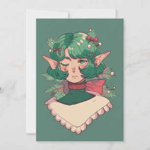 Cartes Pour Fêtes Annuelles Joli Wink Noël Saison de Noël Elf Anime Girl