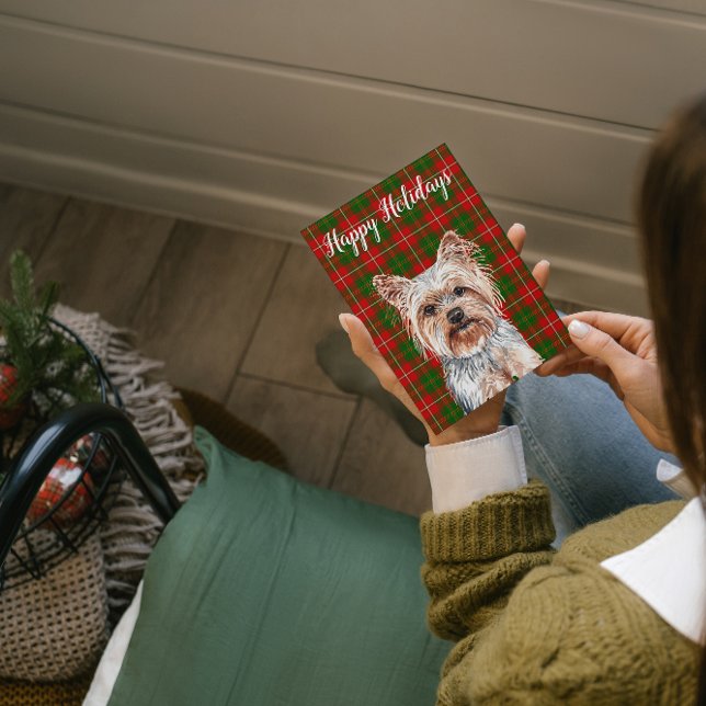 Cartes Pour Fêtes Annuelles Joli Yorkshire Terrier à l'aquarelle personnalisé (Créateur téléchargé)