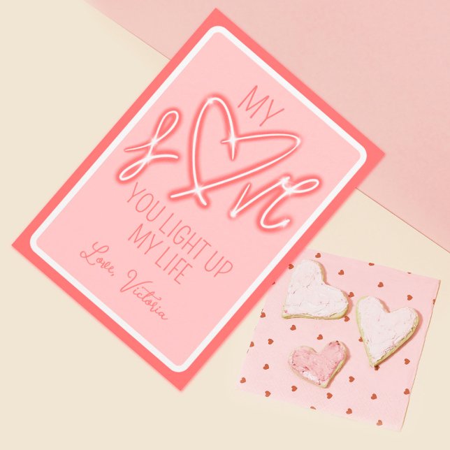 Cartes Pour Fêtes Annuelles Jolie Amour Drôle Lumière Saint Valentin (Créateur téléchargé)