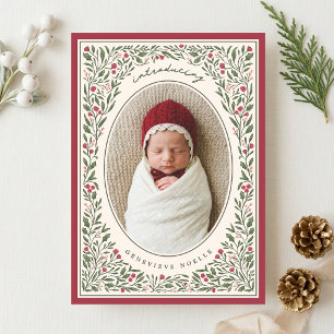 Cartes Pour Fêtes Annuelles Jolie annonce de naissance de Noël florale vintage