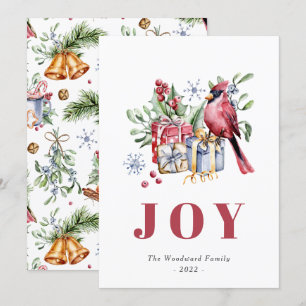 Cartes Pour Fêtes Annuelles Jolie aquarelle Cardinal Bird Noël