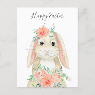 Cartes Pour Fêtes Annuelles Jolie aquarelle Floral Lapin de Pâques