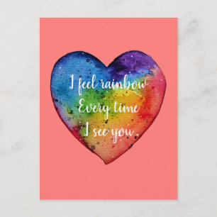 Cartes Pour Fêtes Annuelles Jolie aquarelle Rainbow Heart. Saint valentin