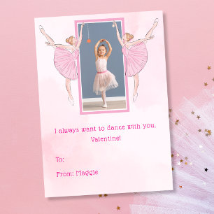 Cartes Pour Fêtes Annuelles Jolie Ballerine Rose Enfants Classe Saint-Valentin