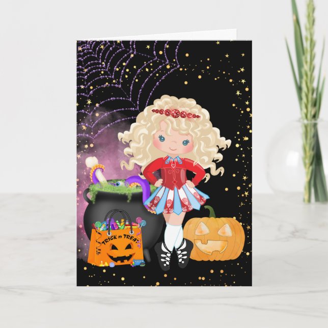 Cartes Pour Fêtes Annuelles Jolie blonde danseuse irlandaise Halloween (Devant)