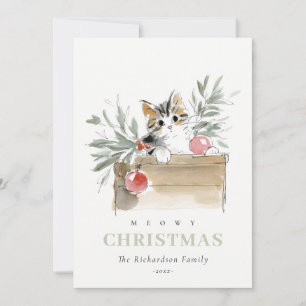 Cartes Pour Fêtes Annuelles Jolie boîte à Noël Meowy aquarelle moderne Chat
