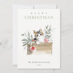 Cartes Pour Fêtes Annuelles Jolie boîte de Noël féline à l'aquarelle moderne