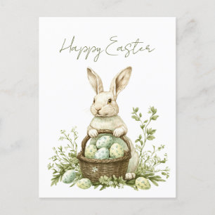 Cartes Pour Fêtes Annuelles Jolie Bunny Aquarelle Florale Pâques