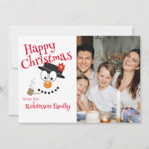 Cartes Pour Fêtes Annuelles Jolie Cartoon Snowman Photo de Noël