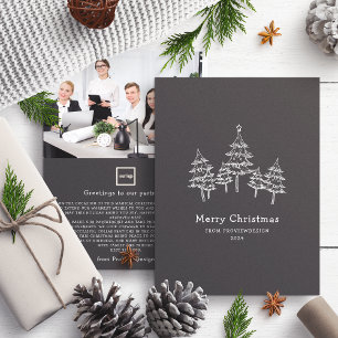 Cartes Pour Fêtes Annuelles Jolie Chalk Arbres de Noël noir blanc affaires