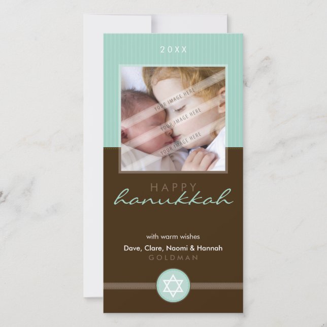 Cartes Pour Fêtes Annuelles JOLIE CHANUKKAH PHOTOCARD :: stripedstitch 4P (Devant)