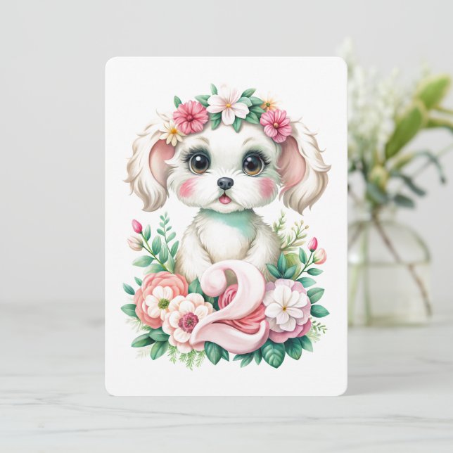 Cartes Pour Fêtes Annuelles Jolie Chiot de 2 ans Appartement de vacances (Debout devant)