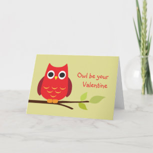 Cartes Pour Fêtes Annuelles Jolie chouette rouge être votre valentine adorable