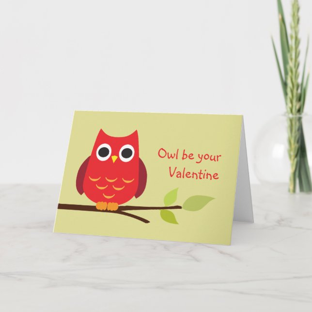 Cartes Pour Fêtes Annuelles Jolie chouette rouge être votre valentine adorable (Devant)