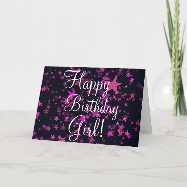 Cartes Pour Fêtes Annuelles Jolie citation d'anniversaire fille mignonne rose  (Devant)