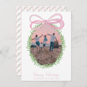 Cartes Pour Fêtes Annuelles Jolie coquette rose Noël Bow Wreath Photo