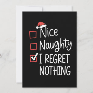 Cartes Pour Fêtes Annuelles Jolie Coquin Je Ne Regrette Rien Liste De Noël Pèr