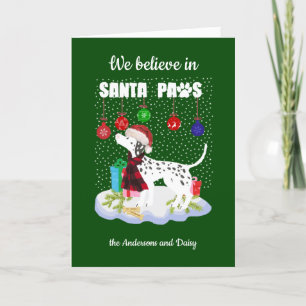 Cartes Pour Fêtes Annuelles Jolie Dalmatie Croire Père Noël Paws Noël