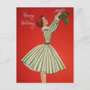 Cartes Pour Fêtes Annuelles Jolie dame de Noël rétro vintage Fêtes