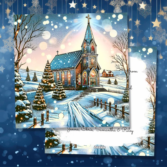 Cartes Pour Fêtes Annuelles Jolie église pour Noël d'hiver (Créateur téléchargé)