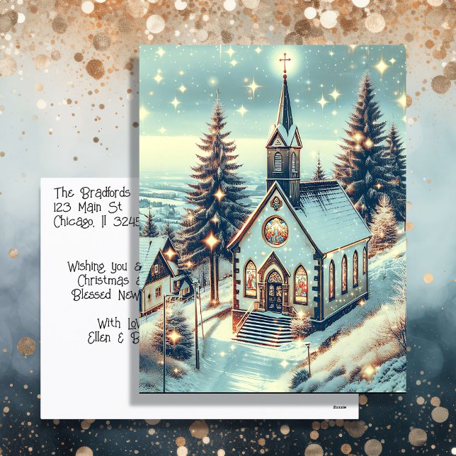 Cartes Pour Fêtes Annuelles Jolie église pour Noël d'hiver (Créateur téléchargé)