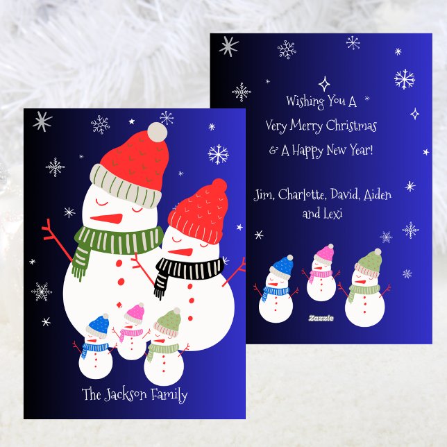 Cartes Pour Fêtes Annuelles Jolie famille de bonhomme de neige pour les fêtes  (Cute Snowman Family Christmas Holiday)