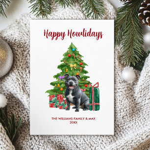 Cartes Pour Fêtes Annuelles Jolie famille de chien Pitbull pour Noël