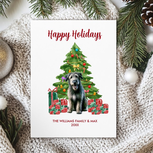 Cartes Pour Fêtes Annuelles Jolie famille de chiens de loup irlandais Noël (Créateur téléchargé)