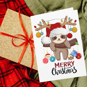 Cartes Pour Fêtes Annuelles Jolie fente avec chapeau de Noël, lumières de Noël