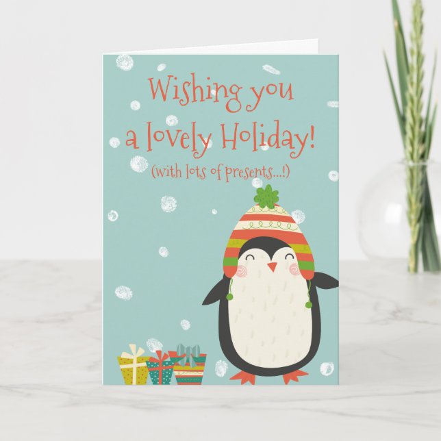 Cartes Pour Fêtes Annuelles Jolie Fête ! Cute Penguin | Noël drôle (Devant)