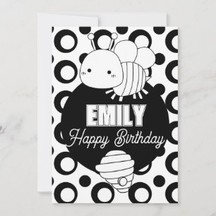 Cartes Pour Fêtes Annuelles Jolie fête d'anniversaire de coloriage d'abeille