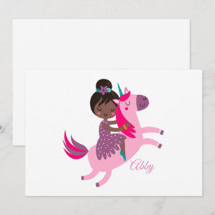 Cartes Pour Fêtes Annuelles Jolie fille aux cheveux noirs chevauchant une lico