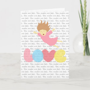 Cartes Pour Fêtes Annuelles Jolie Fille de Dessin Animé Tombe Amoureuse