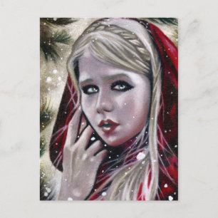 Cartes Pour Fêtes Annuelles Jolie fille d'hiver rouge Noël neige