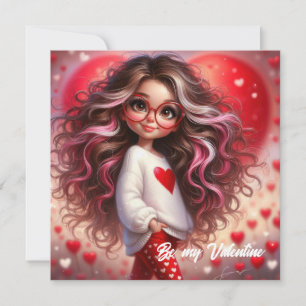 Cartes Pour Fêtes Annuelles Jolie fille impertinente de la Saint-Valentin avec