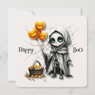 Cartes Pour Fêtes Annuelles Jolie Fille Squelette avec Ballons Citrouilles