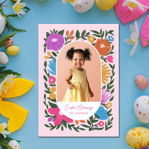 Cartes Pour Fêtes Annuelles Jolie florale colorée Cadre ovale Photo Pâques