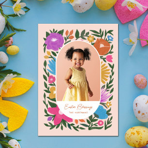 Cartes Pour Fêtes Annuelles Jolie florale colorée Cadre ovale Photo Pâques
